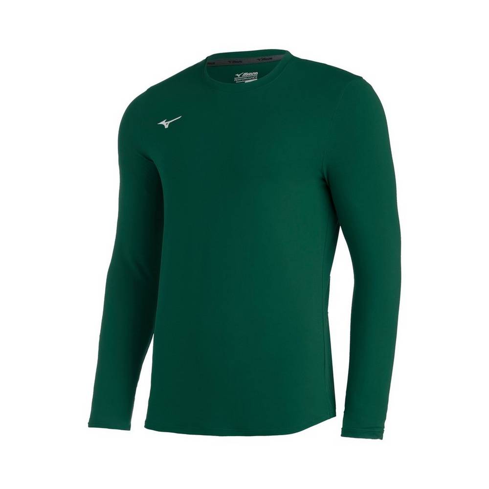 Maglie Running Mizuno Baseball Comp Diamond Long Sleeve Crew Uomo - Verdi - 92615-GNZR